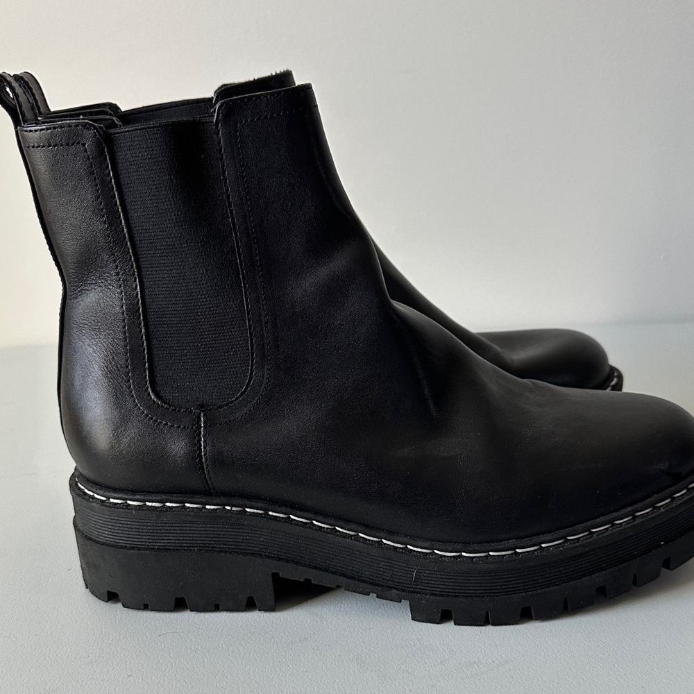 Marc Fisher Lug Sole Black Ankle Chelsea Booties - Picture 6 of 8